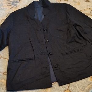 Eileen Fisher Black Lightweight Button-Front Jacket
